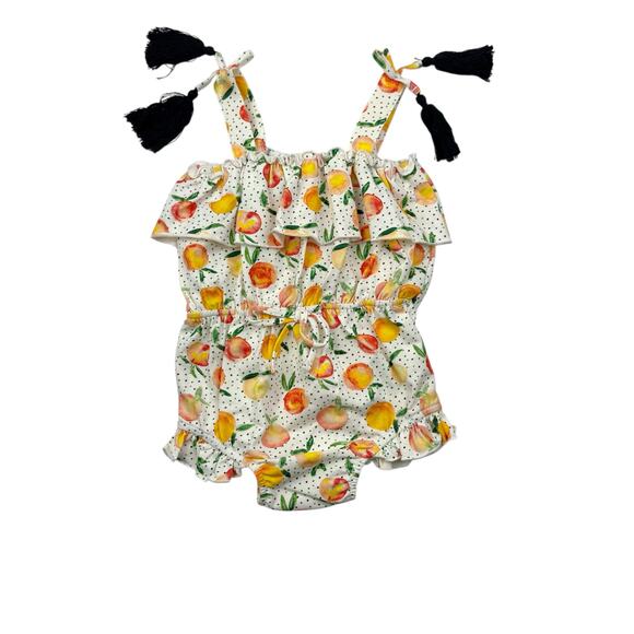 Cheeky Plum Peaches Fruit Tassel Romper - Picture 1 of 6